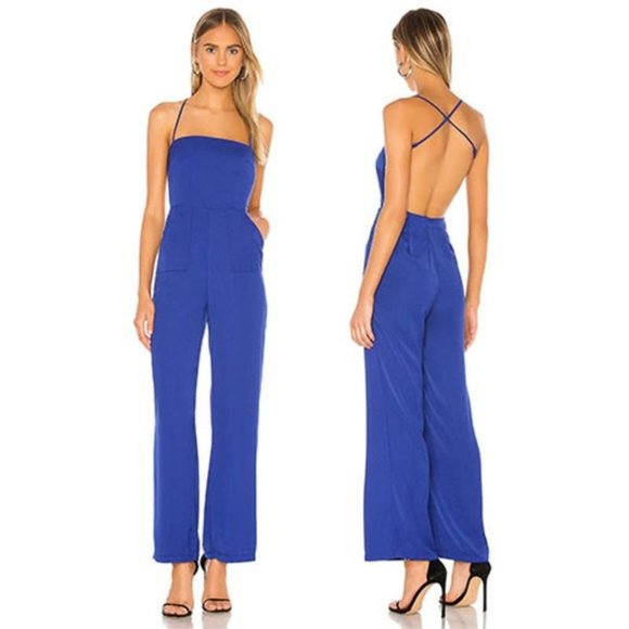 superdown Pants - Superdown Irene Open Back Jumpsuit Blue NWT XXS